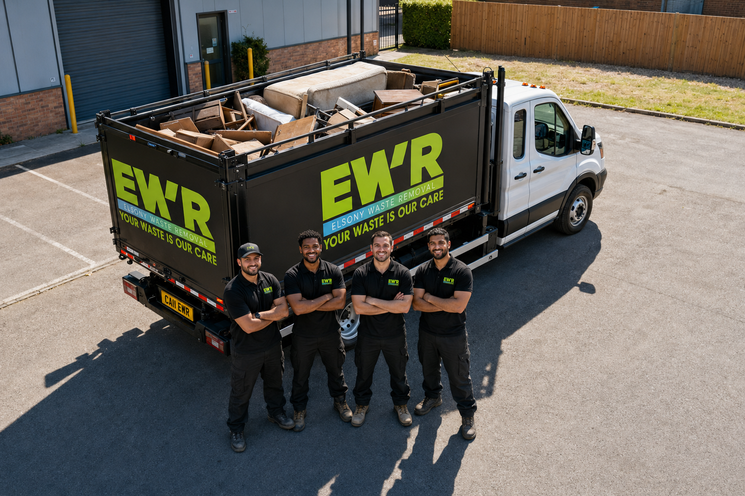 EWR team standing in front of a waste removal truck