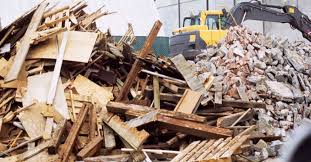 Pile of scrap lumber, planks, and wooden beams