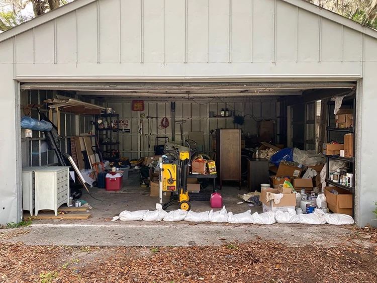 Bulky boxes and crates stacked for removal