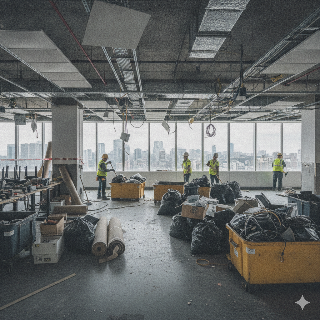 Office interior during a commercial strip-out project