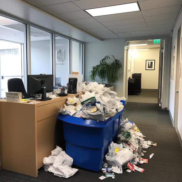 White office partition screens in an open-plan office