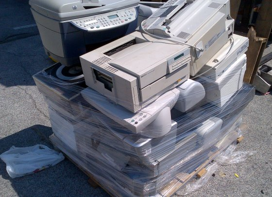 Printers and office equipment awaiting collection